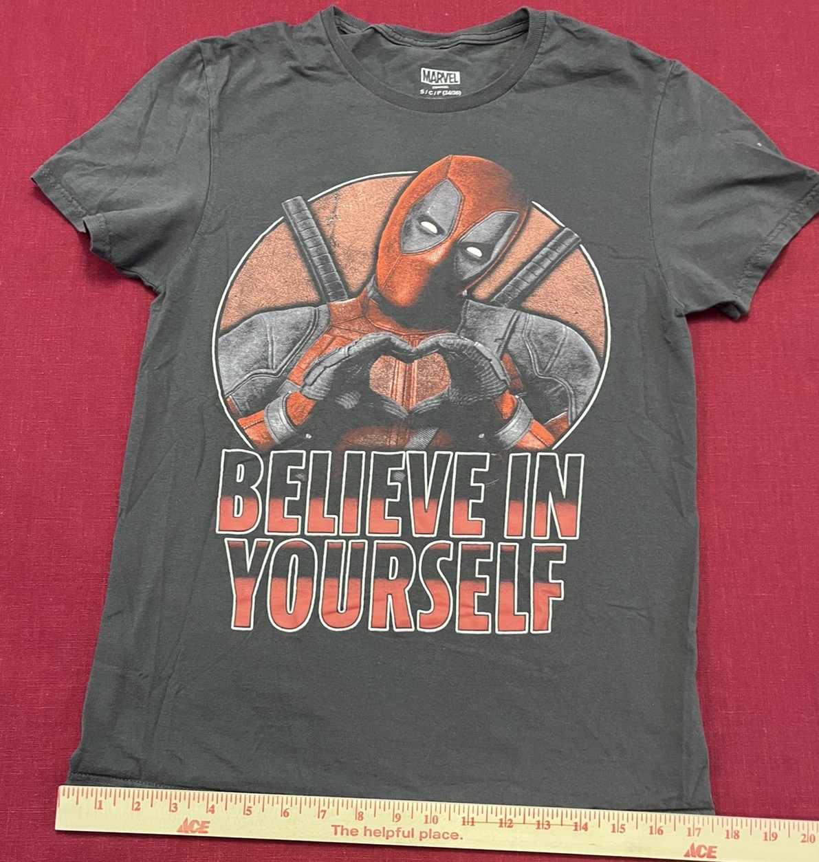 Marvel Deadpool “Believe In Yourself” T-Shirt Men’s Gray Graphic T S/C/P 34/36 gallery
