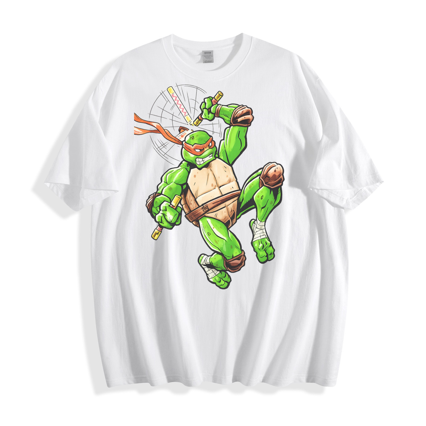 OFFICAL TMNT Michelangelo Ninja Turtles Black Graphic T-Shirt Licensed Tee gallery