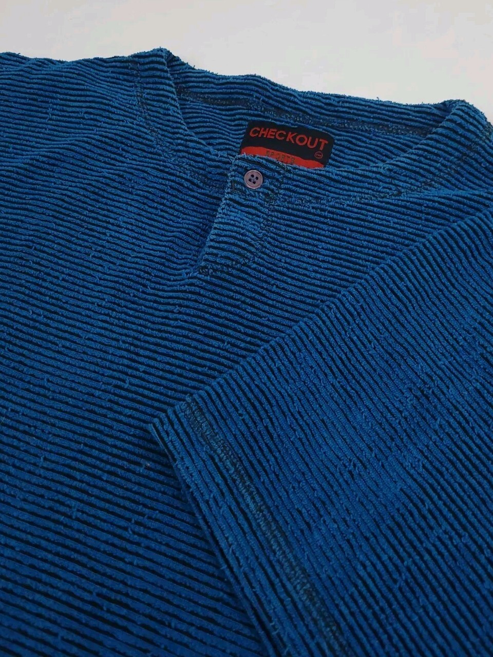 Vintage 90s Checkout Sports Cotton Corduroy Ribbed Texture Button Shirt Vtg USA gallery