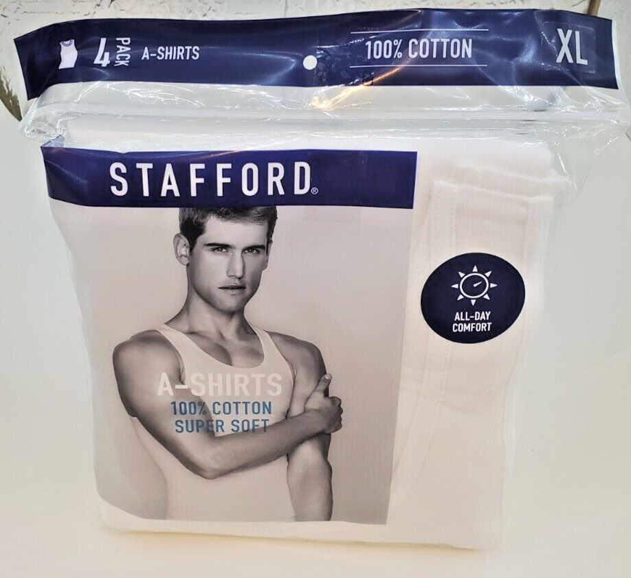 Stafford Super Soft 100% Cotton A-Shirts Ribbed Tank Top 4 Pack XLarge gallery