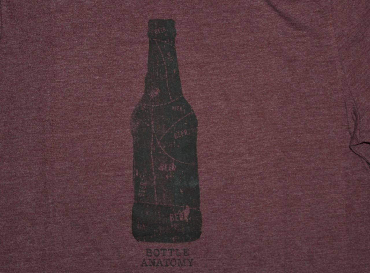 NWT Mens BANANA REPUBLIC Graphic Tee T-Shirt BEER Bottle Anatomy Wine Red *1R gallery