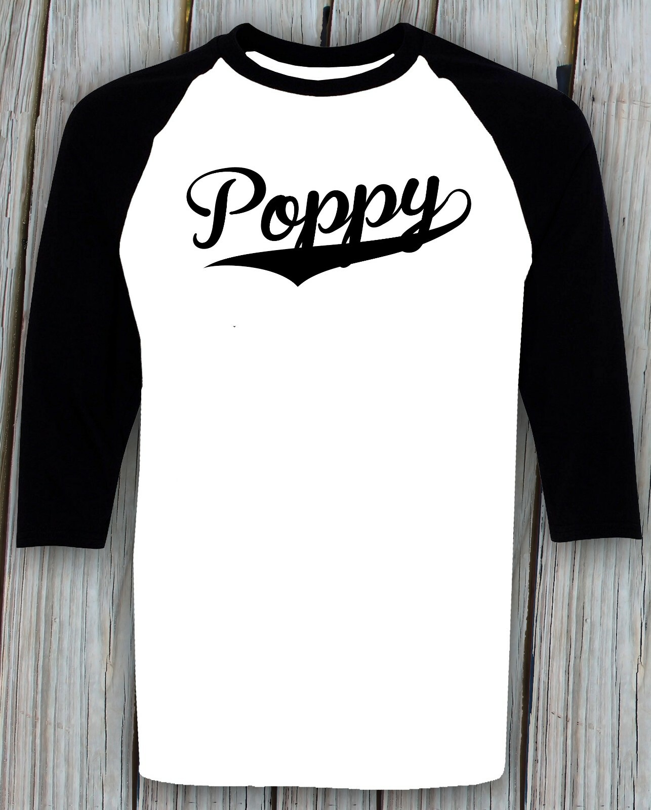 Poppy t shirt Baby Announcement Birthday Christmas Fathers Day Raglan sleeve tee