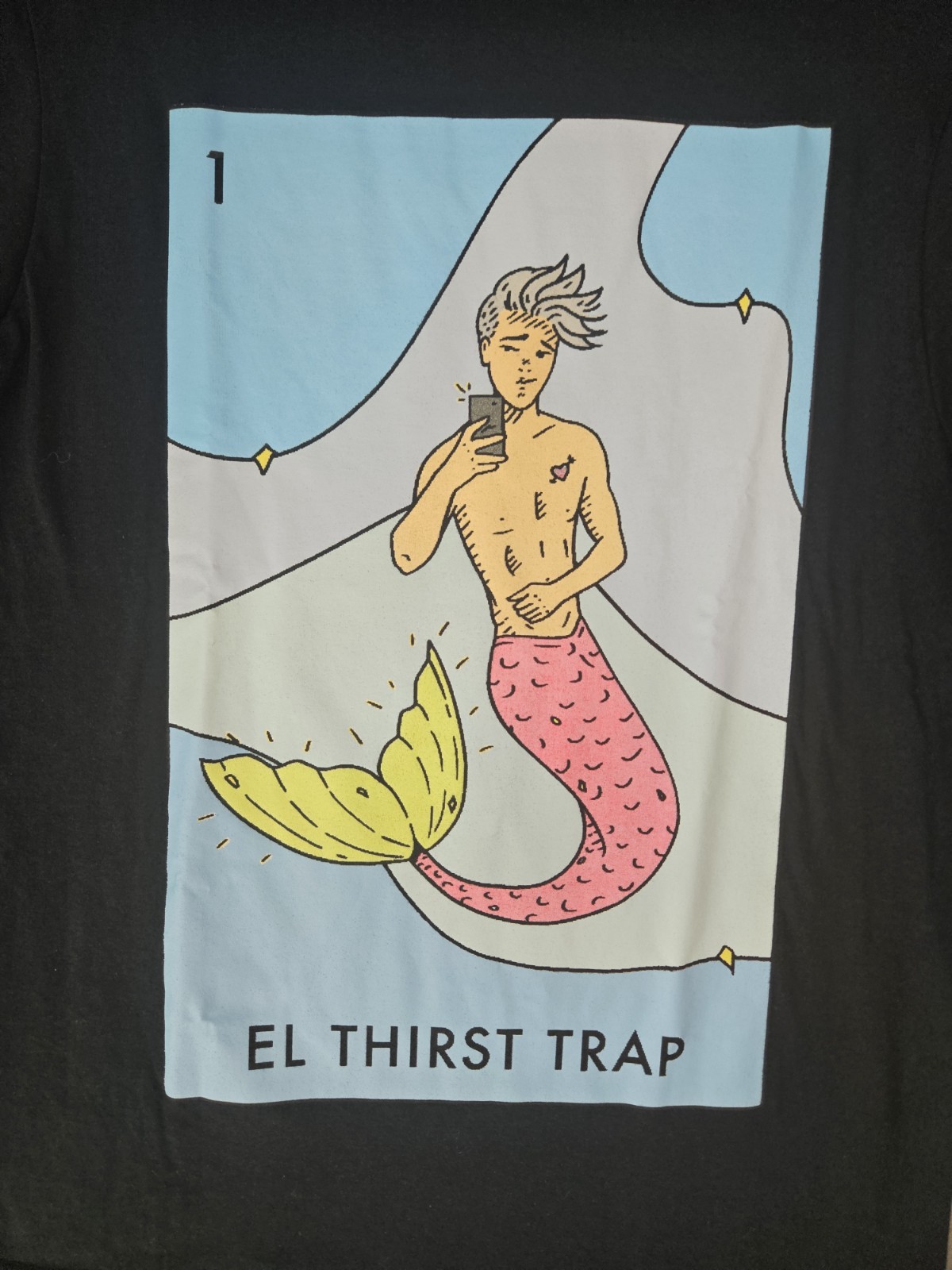 Goodie Two Sleeves Mens M Tee Shirt Graphic El Thirst Trap Card Merman Selfie gallery