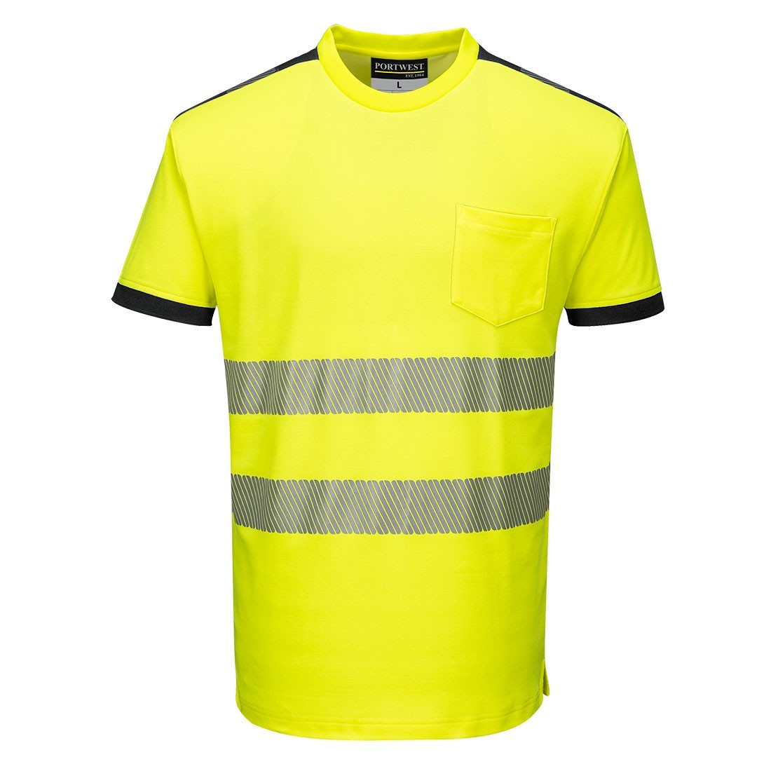 Portwest T181 – PW3 Hi-Vis Cotton Comfort T-Shirt S/S Yellow/Black SIZES S-4X*