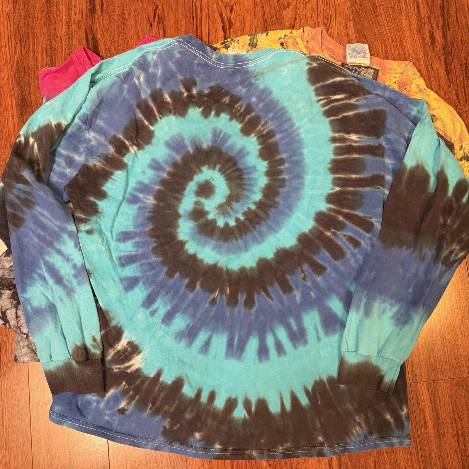 Mixed Tie-Dye Shirt Lot Of 4 100% Cotton 3 Long Sleeve Spiral Jimi Hendrix gallery