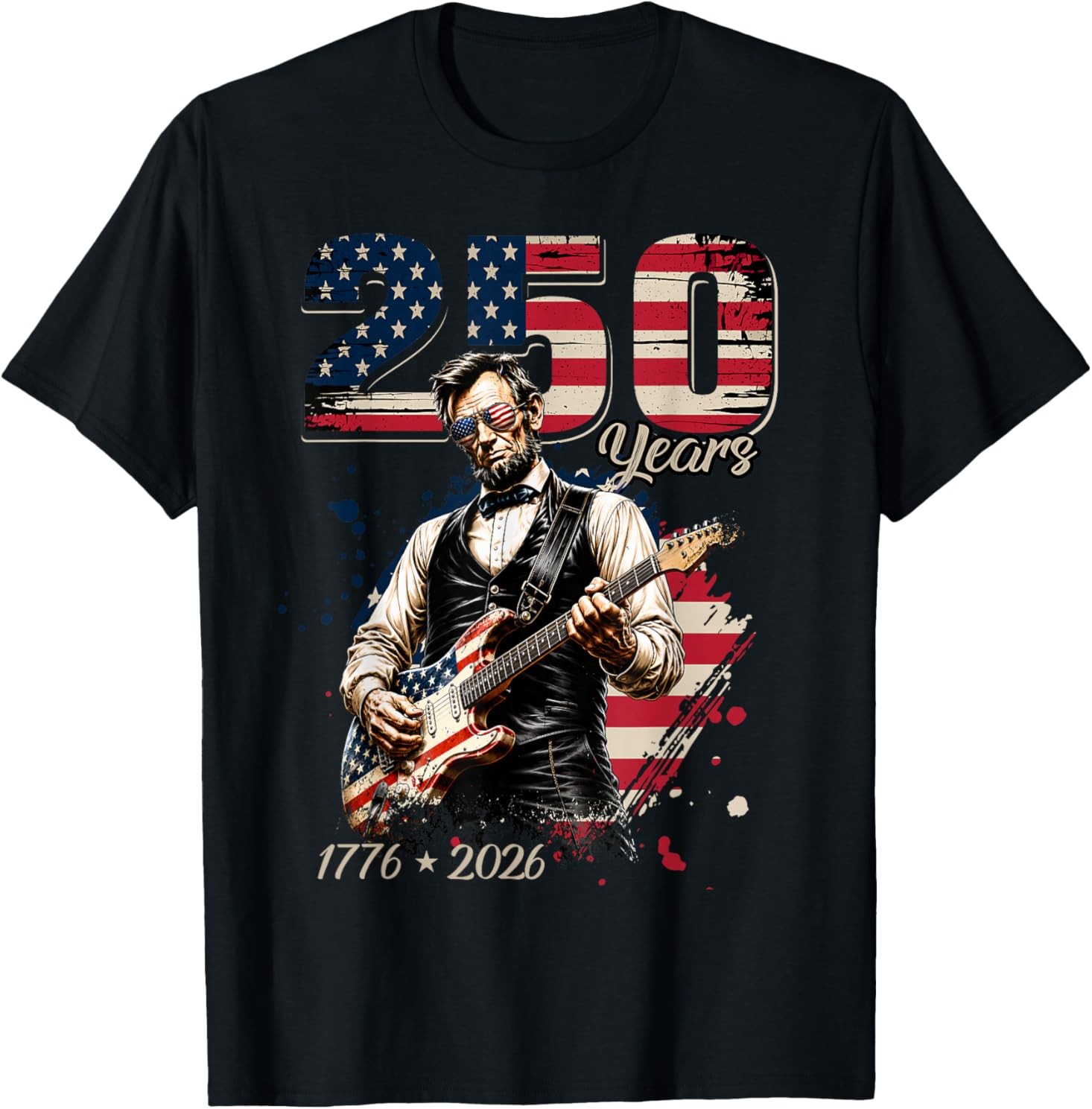 Abraham Lincoln Playing Guitar 4th July 250th Anniversary T-Shirt gallery