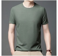 New Men Summer Waffle Round Neck Short Sleeve T-Shirt Breathable Stylish Gift