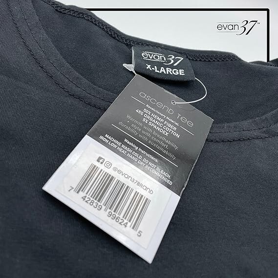 Evan37 Hemp Blend Swoop Cut Ascend Tee - Comfortable, Soft & Durable - SIZE XL gallery