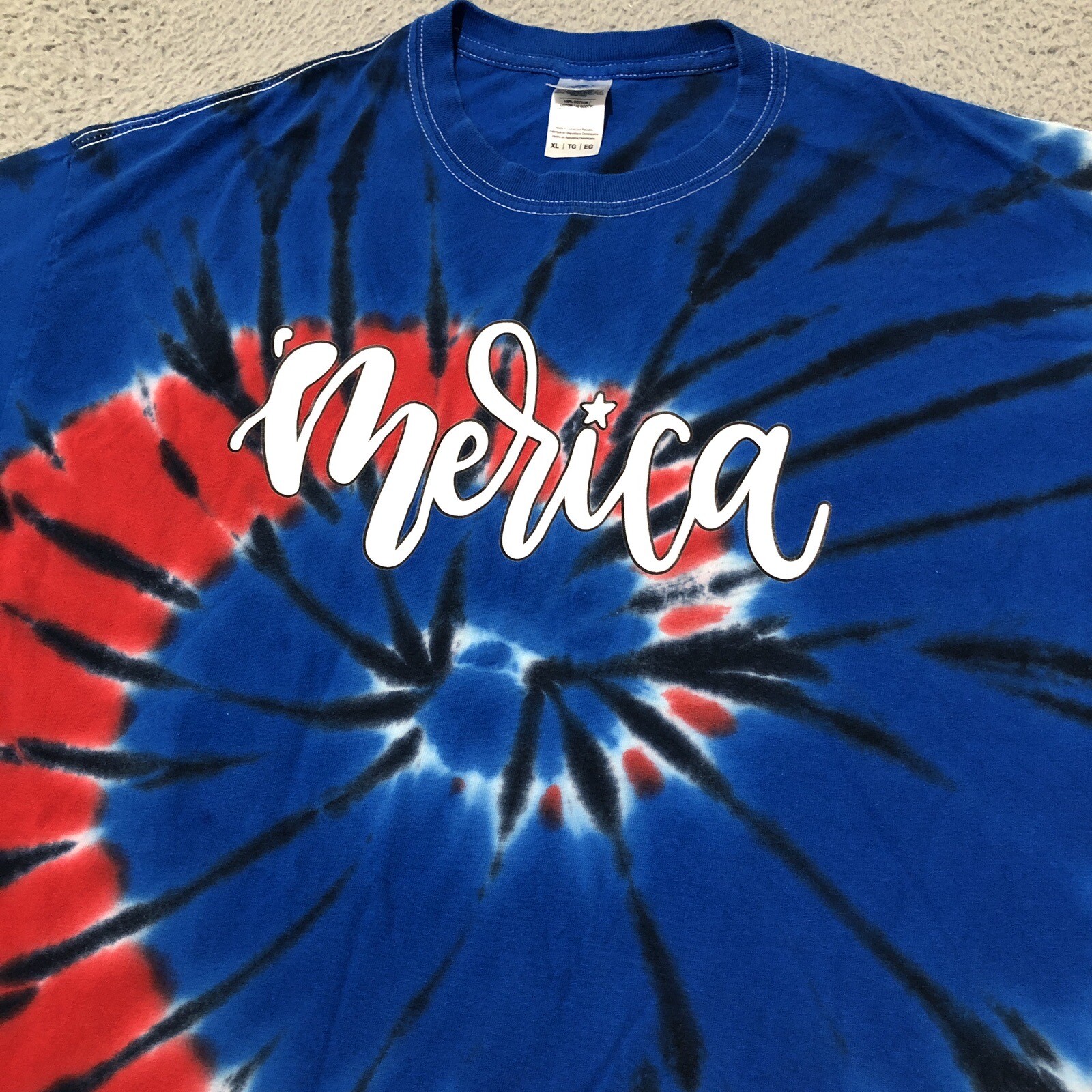 Colortone 'Merica T-Shirt Mens XL Red White Blue Tie Dye Patriotic T gallery
