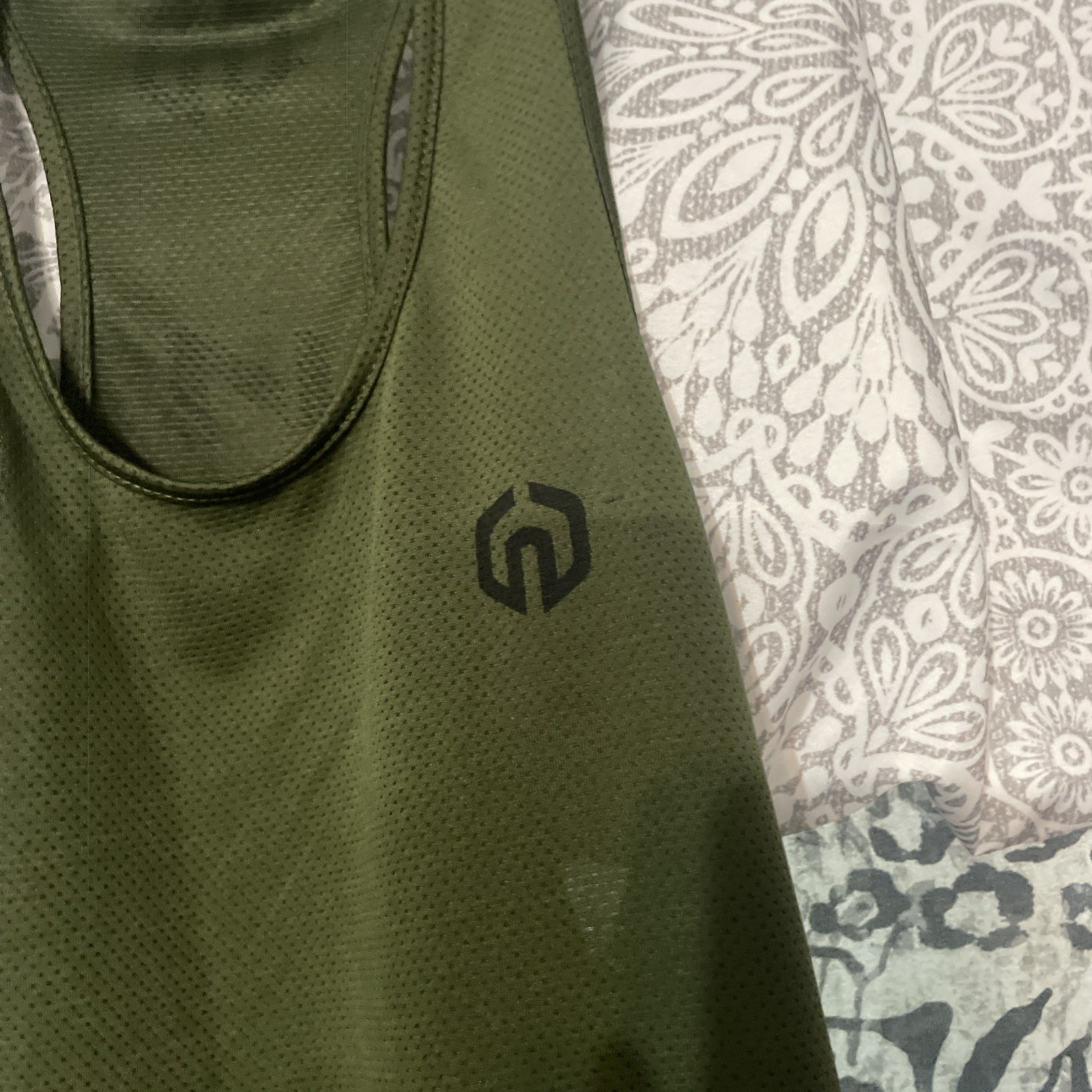 NELEUS 'Dry Fit Logo Muscle' Mesh Tank Top Mens Sz Small Gym Workout Olive A66 gallery