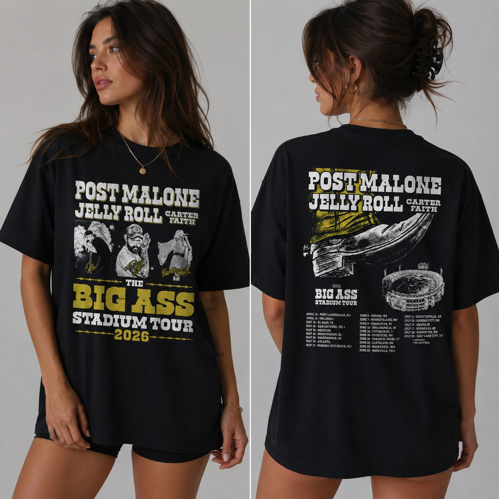 Jelly Roll Big Ass Stadium Tour 2026 Concert Graphic T Shirt