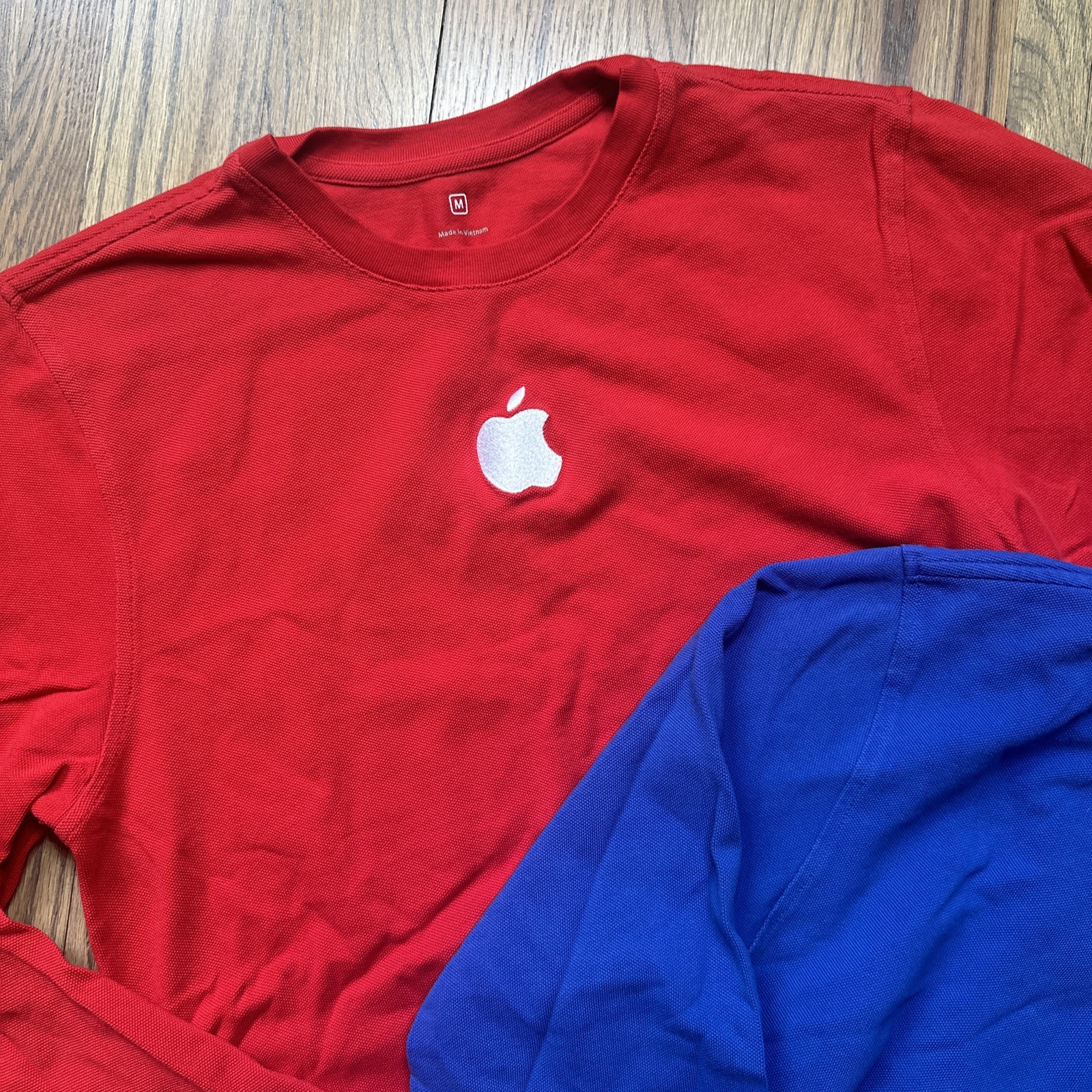 Official Apple Employee Shirt Red & Blue Long Sleeve Embroidered SZ Medium gallery