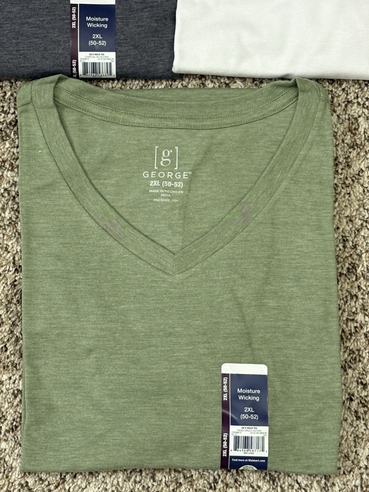 New George 3-PACK Men’s V-Neck T-shirt Tee Moisture Wicking Size 50-52 2XL (G5) gallery