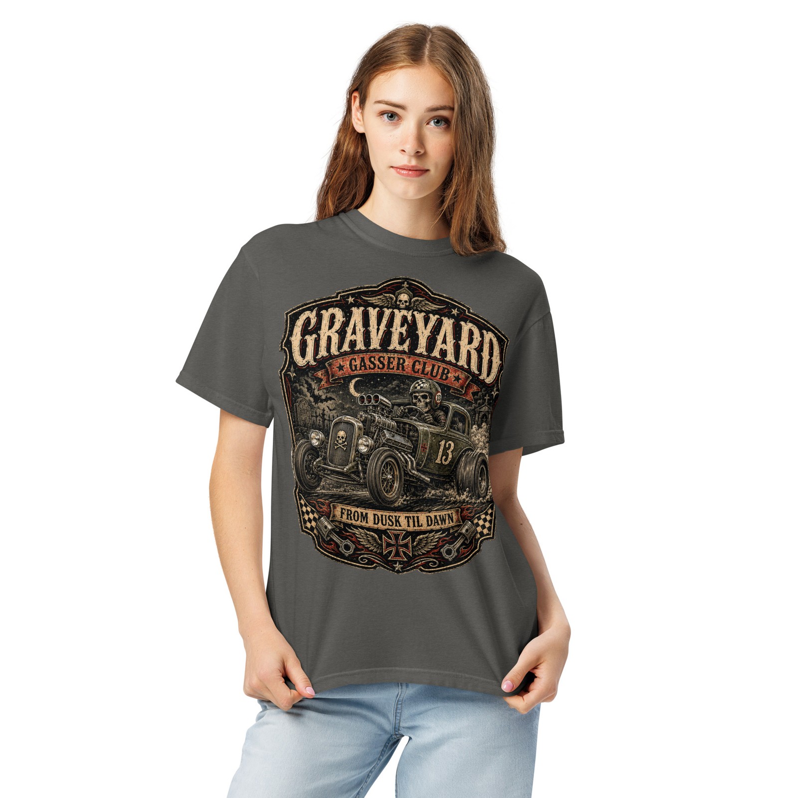 Graveyard Gasser Club 100% Cotton T-Shirt Hot Rod Racing Zombie Horror Tee S-4XL gallery