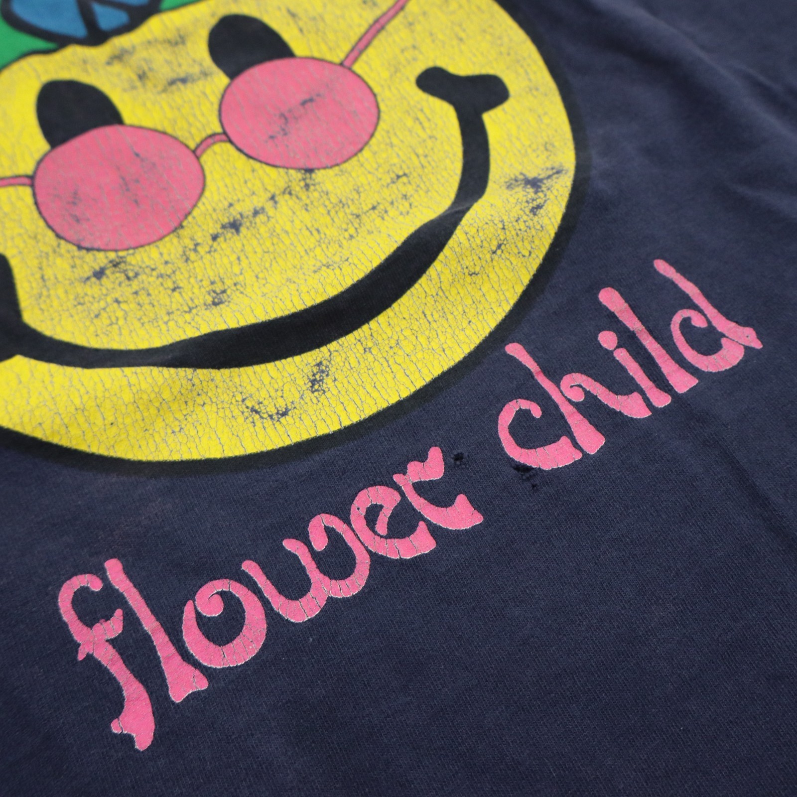 Vtg 90s Flower Child Smiley Face T Shirt Men XL Peace Sign Hippie Tee Streetwear gallery