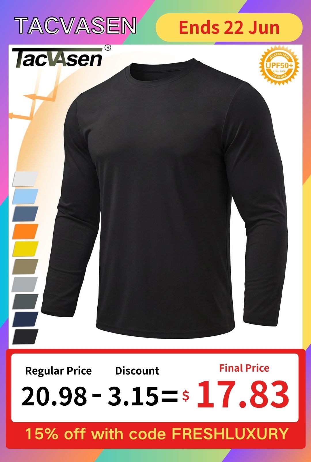 Men's Sun Protection T-Shirts UV SPF UPF 80+ Long Sleeve Rash Guard Fishing Tops gallery