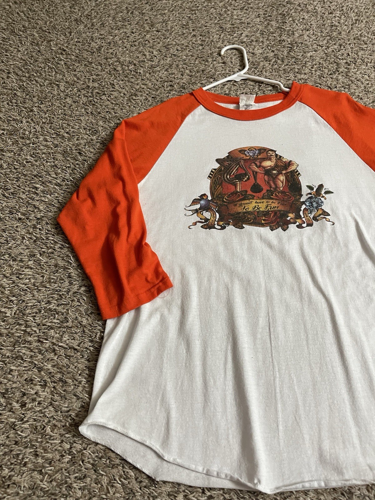 Crossfit Omaha Baseball 3/4 sleeve tshirt Orange white adult XL gallery