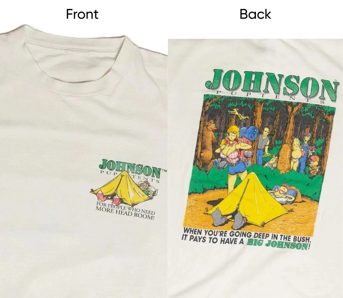 Big Johnson Pup Tents White Cotton Double Sided T Shirt Full Size S-5XL AL1150 gallery