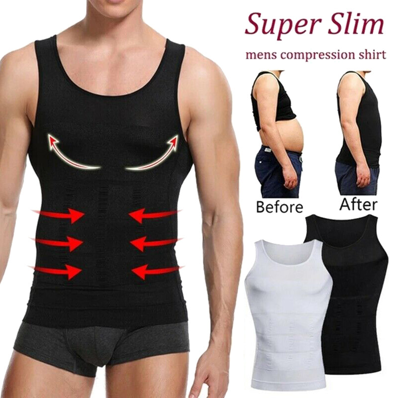 Men Slimming Body Shaper Vest Gynecomastia Compression Shirts Belly Control Tops gallery