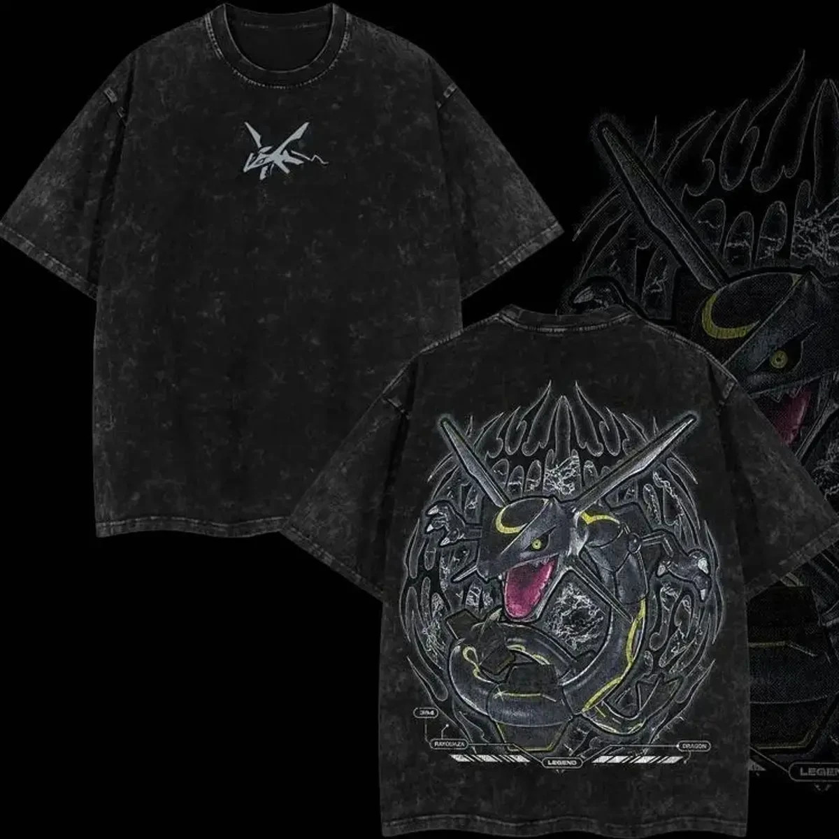 “Rayquaza” Retro Dragon Graphic T-Shirt Streetwear Vintage Anime Tee