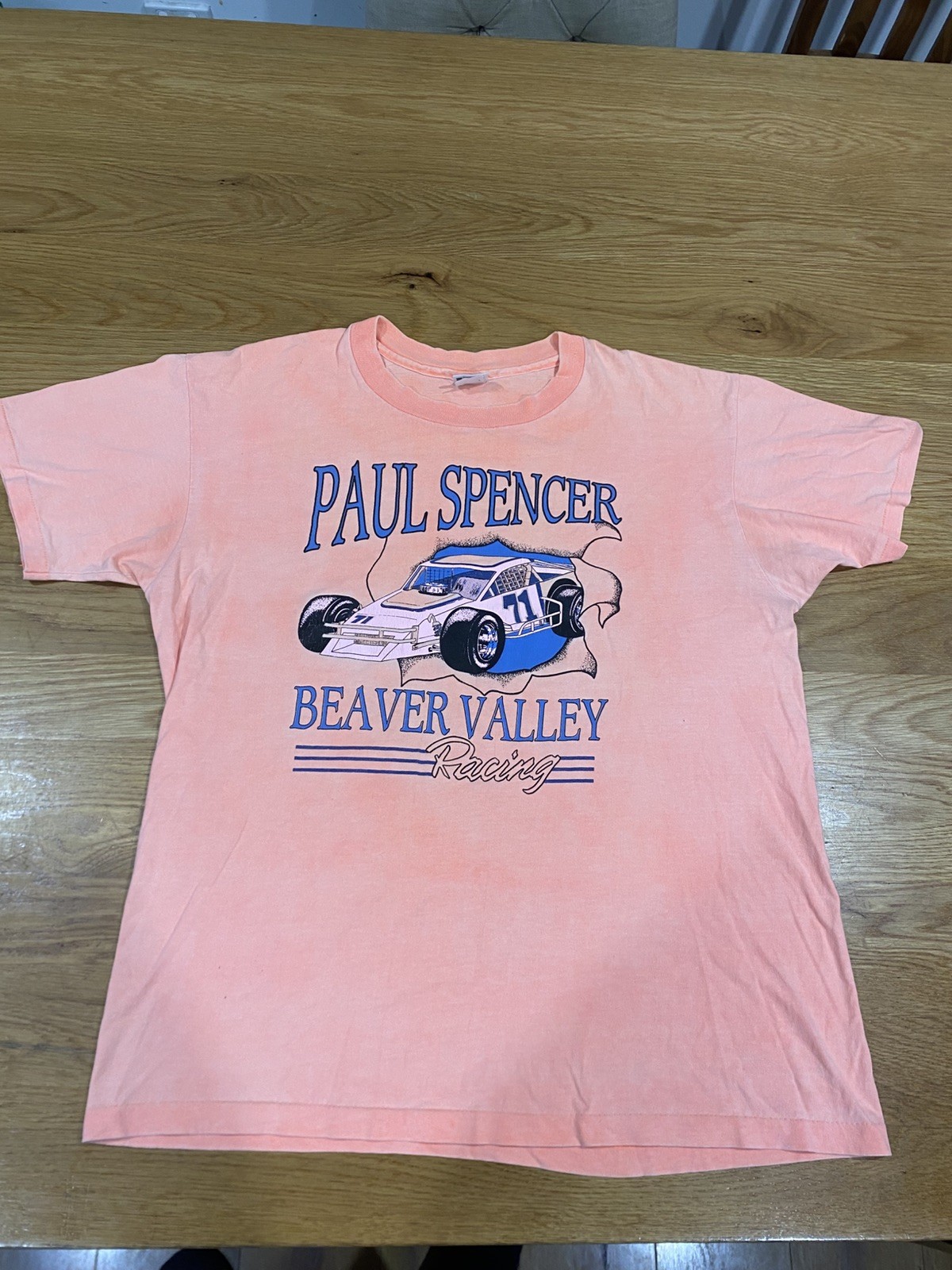 Vintage Graphic Print Car Racing T-Shirt (Large)