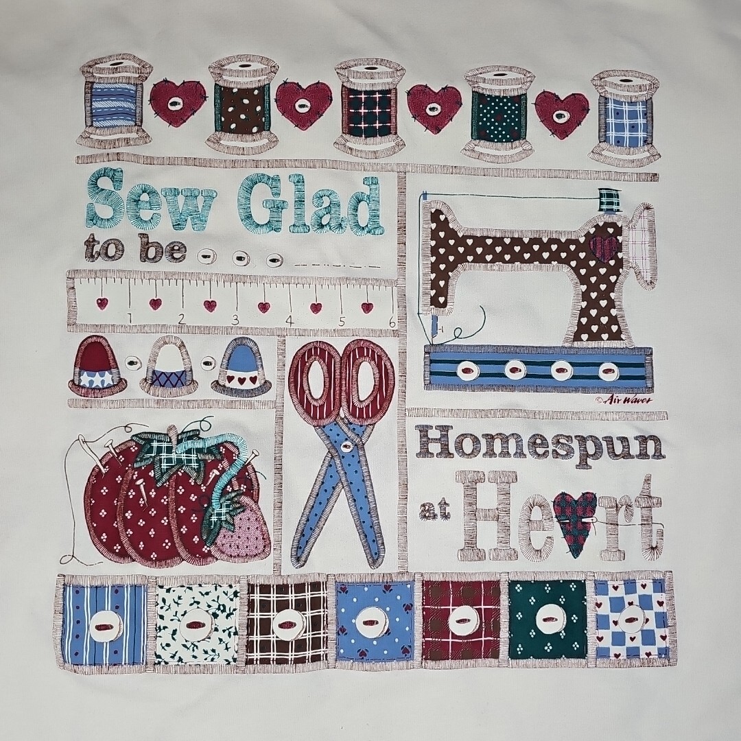 Vtg 90’s Air Waves Single Stitch Sew Glad To Be Homespun Heart Crafting Lrg