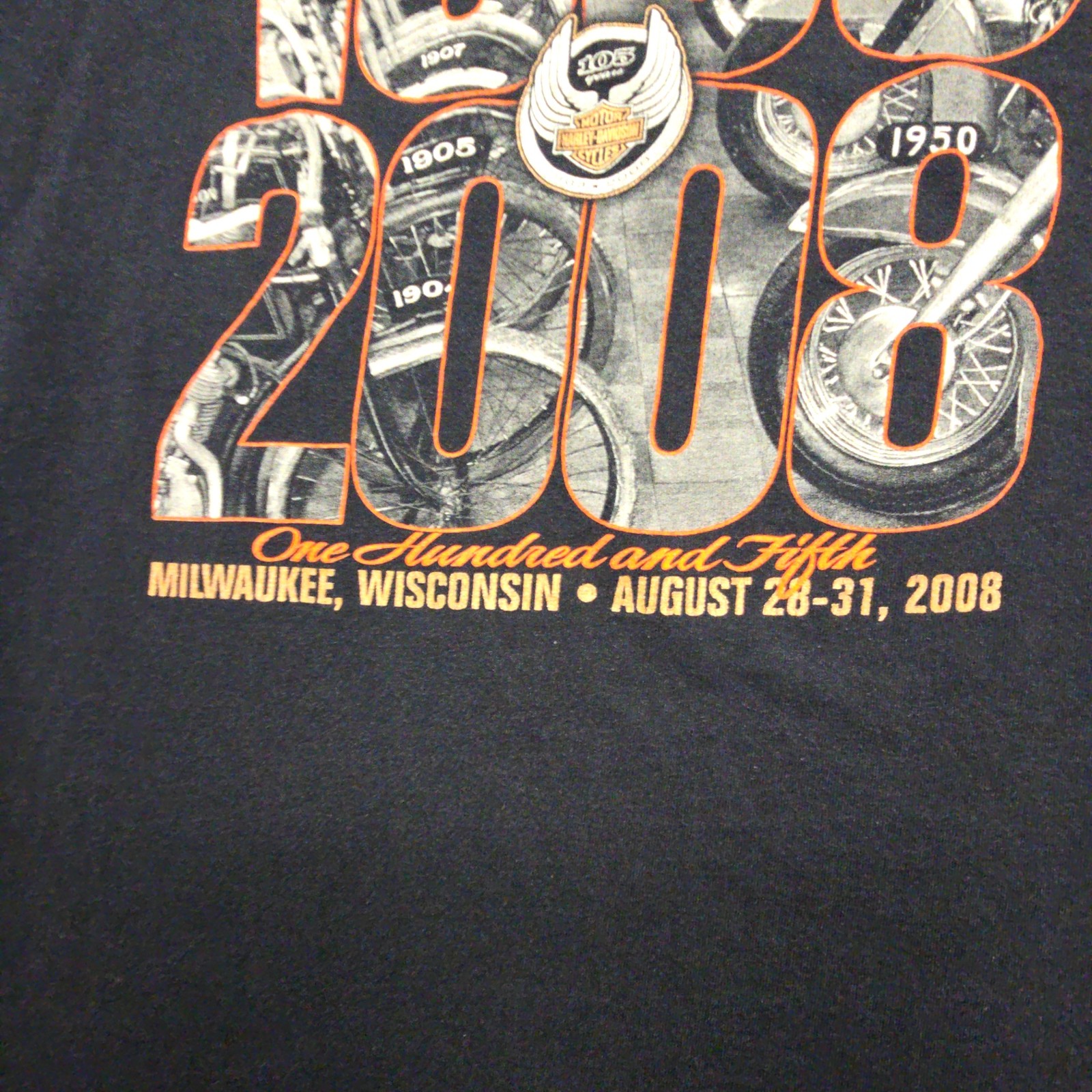Harley Davidson 105th Anniversary Tee Black Graphic Mens XL Motorcycl Shirt 2008 gallery