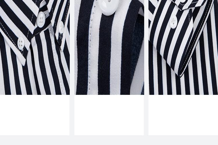 Mens Dress Shirts Long Sleeves Slim Fit Camisas Striped Cotton Casual Shirts Top gallery