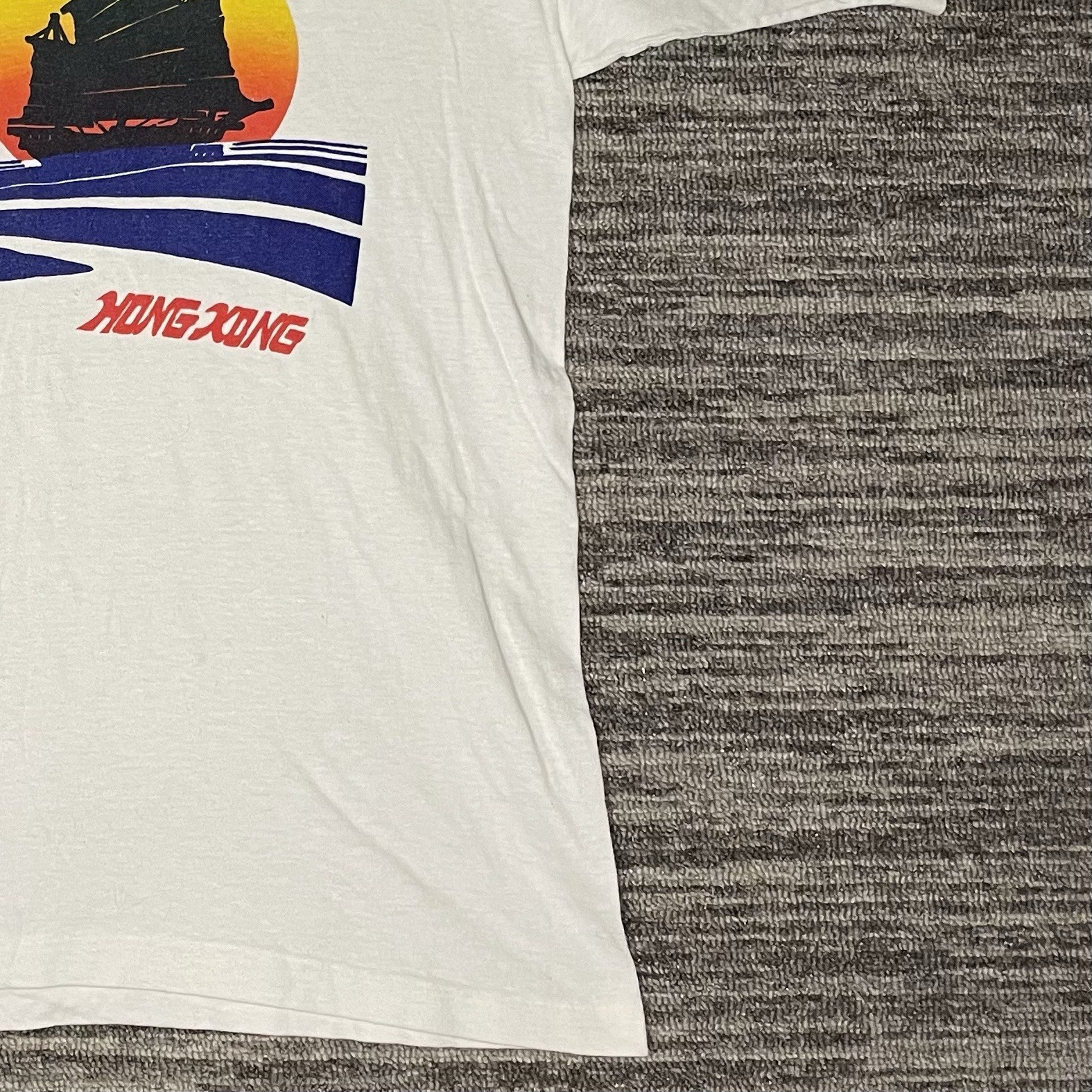 Vtg 80s Hong Kong Golden Ship Elastic Short Sleeve Shirt Size Medium Souvenir gallery