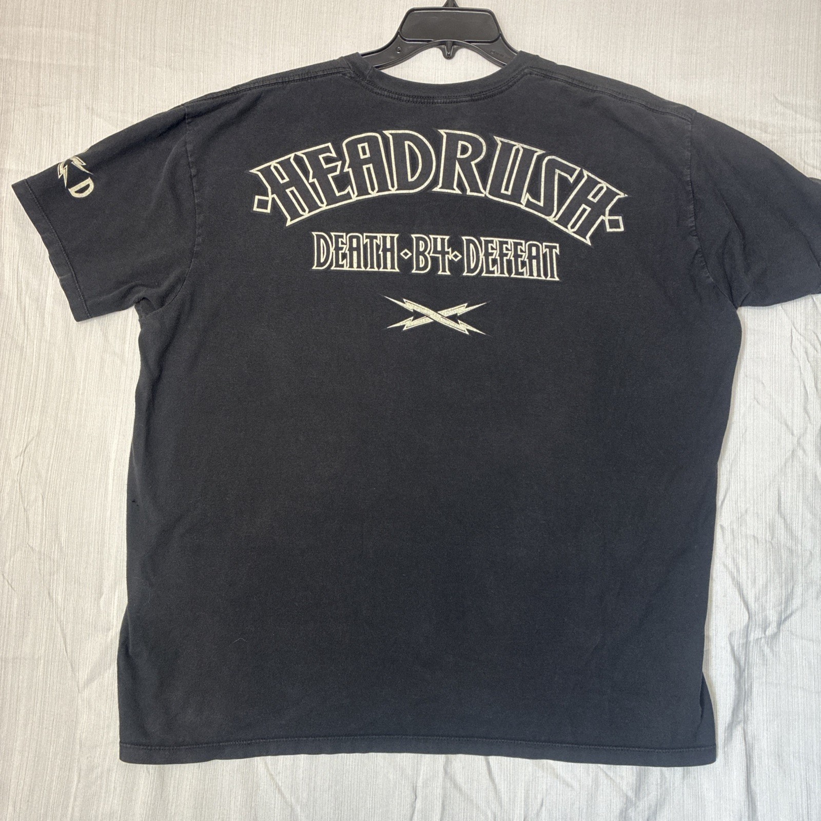 HEADRUSH Men’s Black Graphic T-Shirt Death B4 Defeat XXL Black gallery