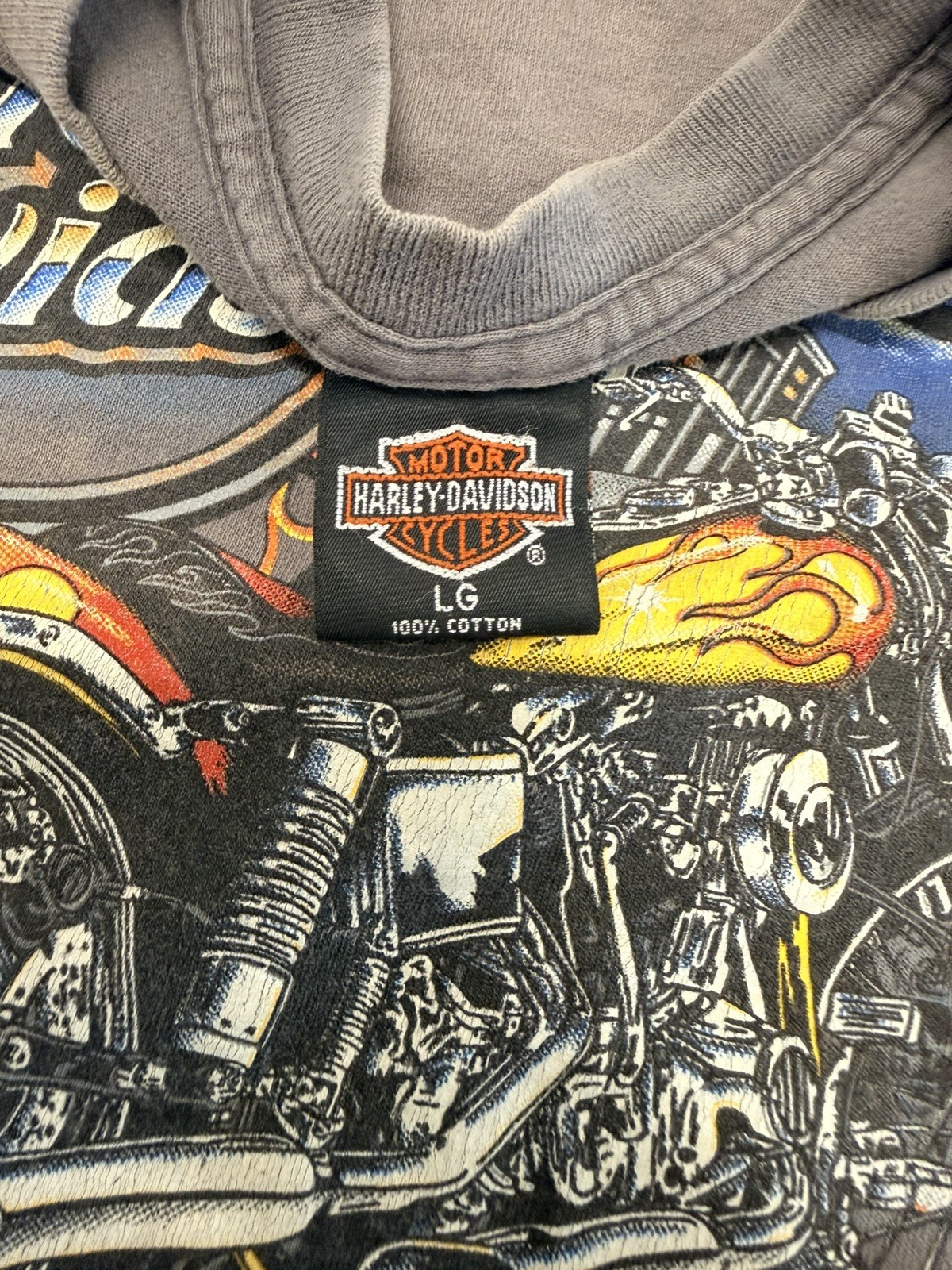 Vintage 1995 Harley Davidson motorcyle Feel The Heat flames Single Stitch large gallery