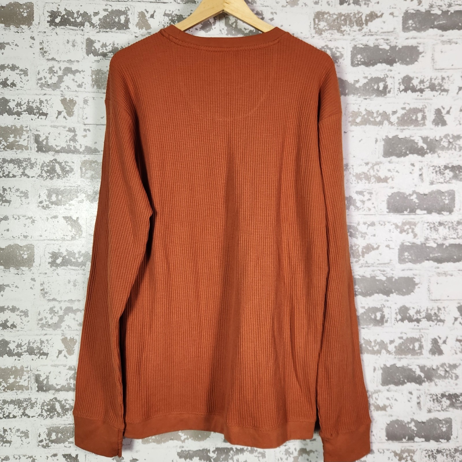 Pressbox Texas Longhorns Thermal Shirt Men's Large Burnt Orange Waffle Knit gallery