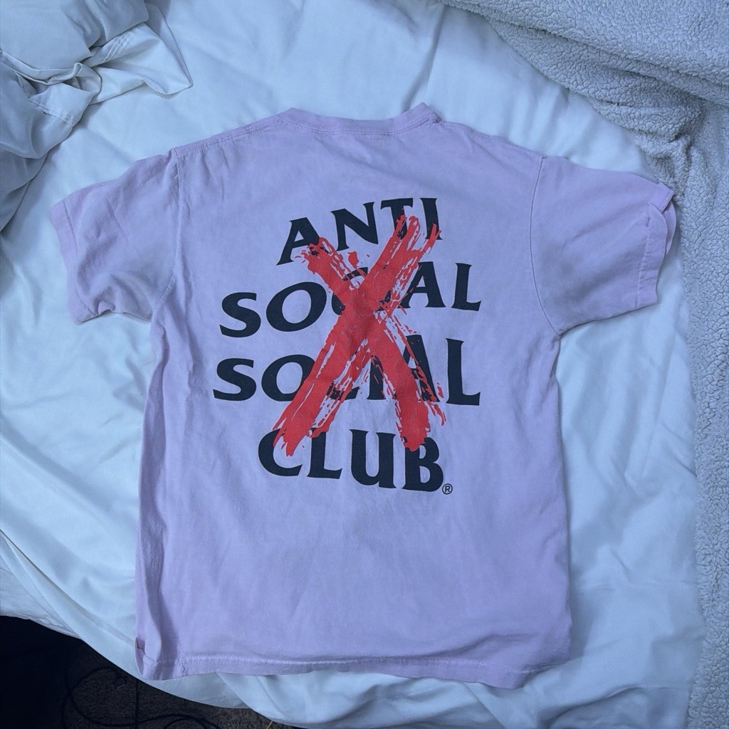 Anti Social Social Club Purple Graphic Logo Crew Neck Cotton Knit T-Shirt gallery