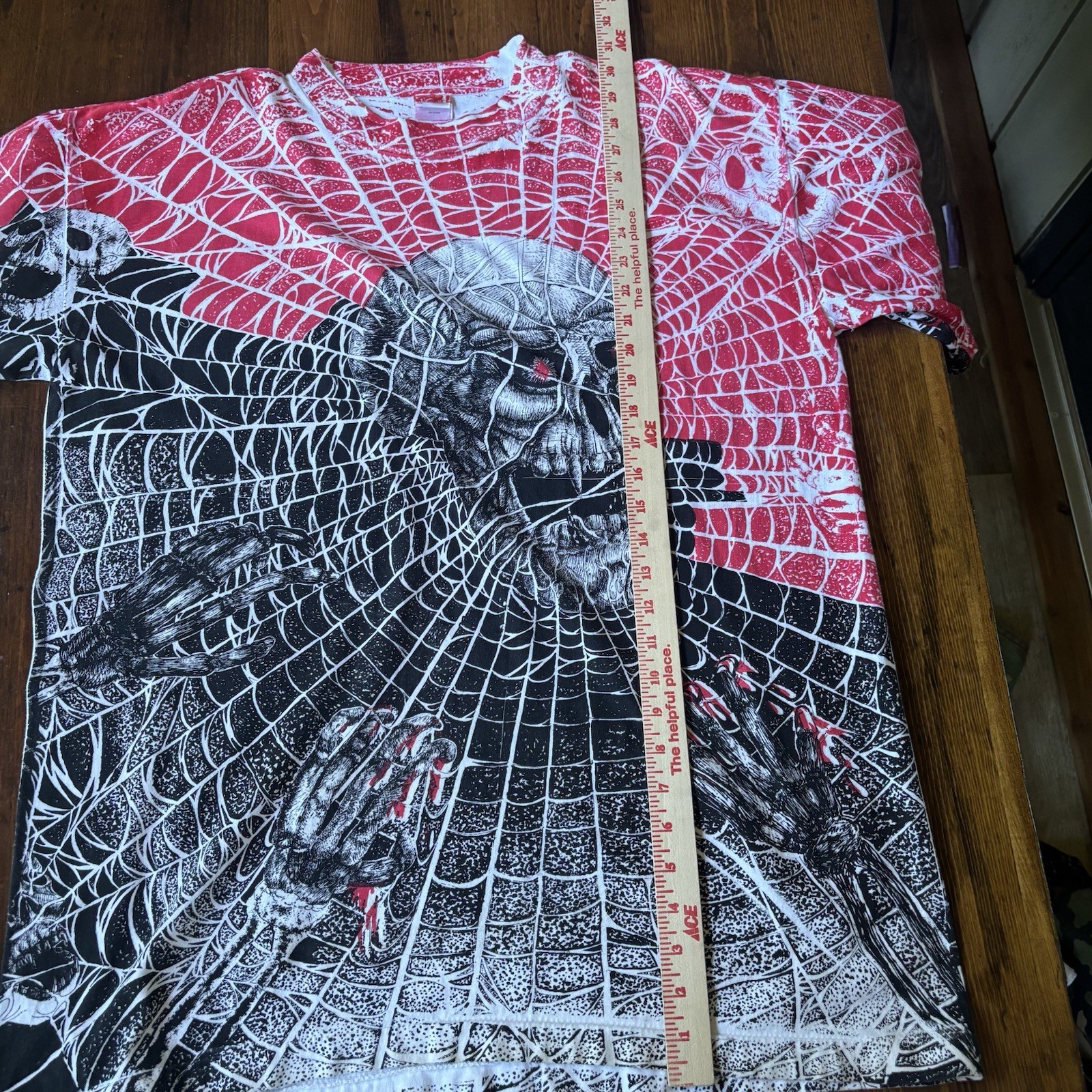 MORBID RAGS 1990s VINTAGE ALL OVER PRINT, SINGLE STITCH, LIQUID BLUE T-SHIRT gallery