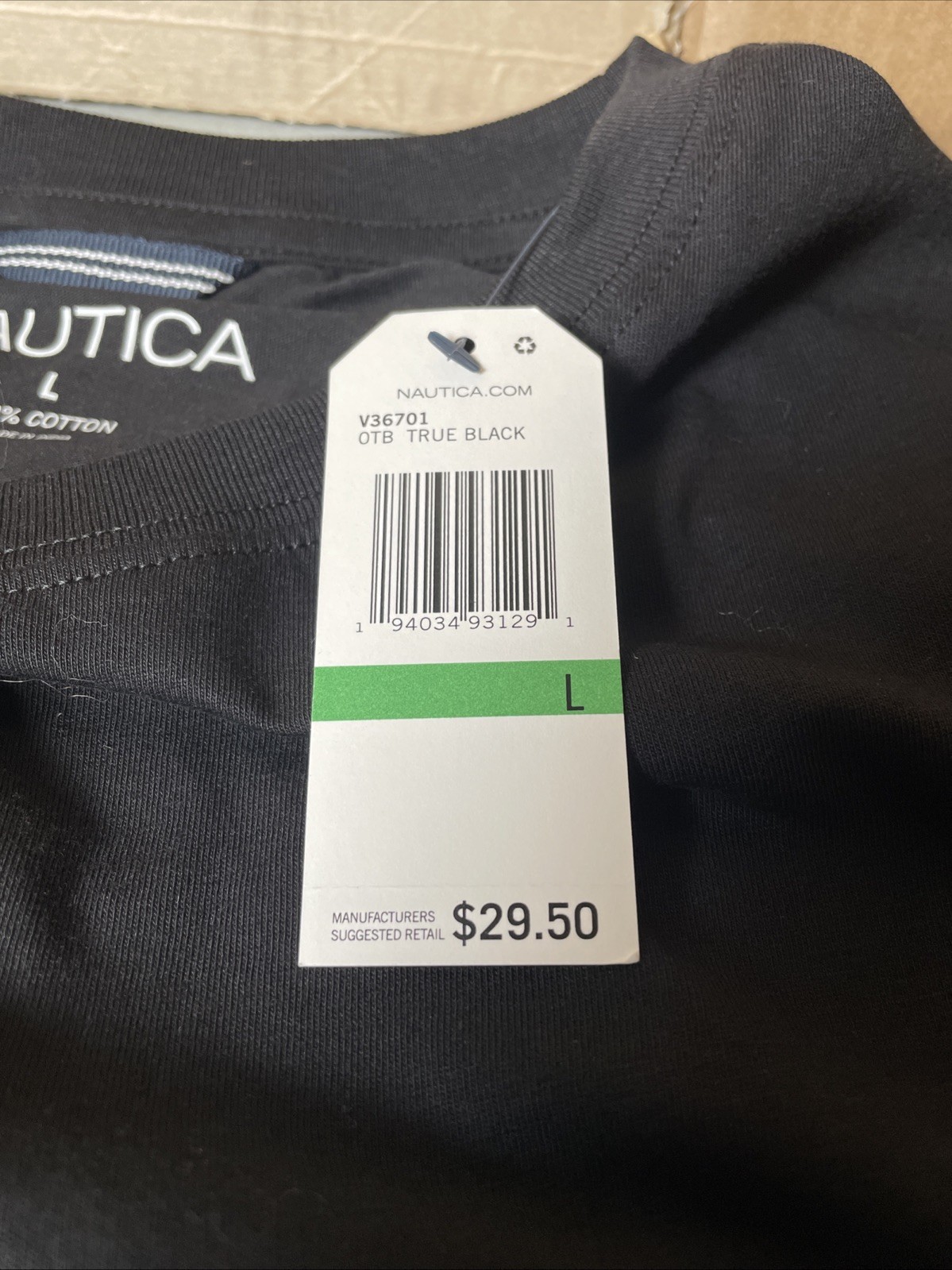 Nautica V36701 True Black T Shirt 100% Cotton LARGE gallery