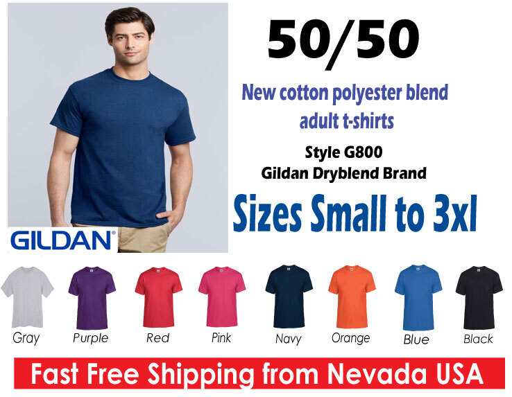 Gildan T-shirts DryBlend G800 Blank Men's T-Shirt USA 50/50 Poly Cotton gallery