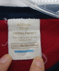 VINTAGE Sears Shirt Men Medium Red Perma Prest 80s Ringer Lounge Tee Pajama Top*