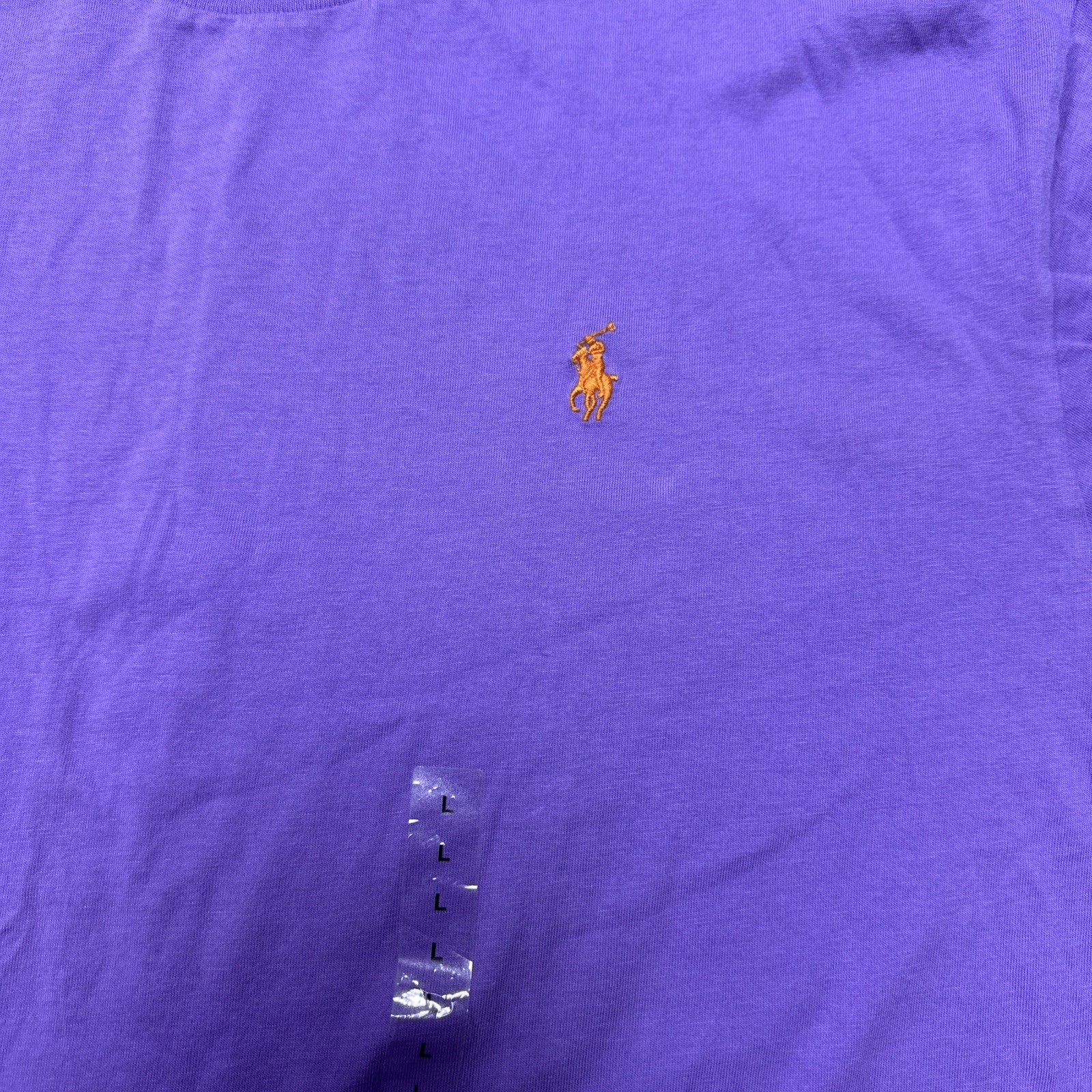 NWT VTG Polo Ralph Lauren Crew Neck Tee L Purple Single Stitch Logo Embroidered gallery