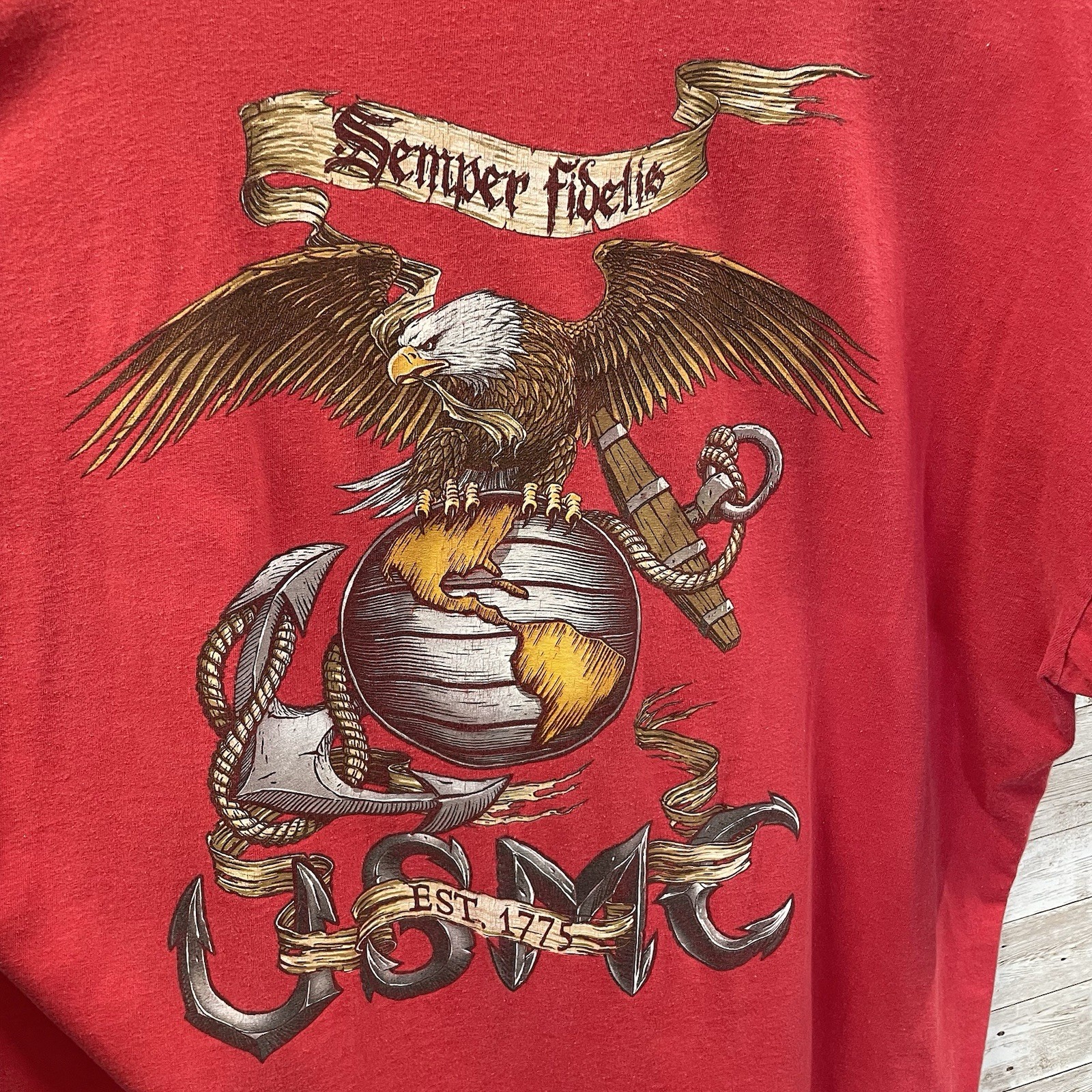 Marines USMC Mens 3XL T-Shirt Red 100% Heavy Cotton Fruit Of The Loom Graphic gallery