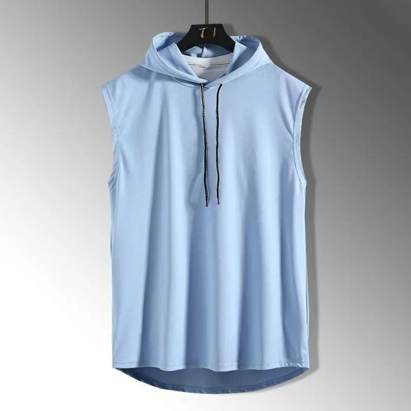 Solid Color Men's Tank Tops Vest Sleeveless Tees For Male Hooded gallery