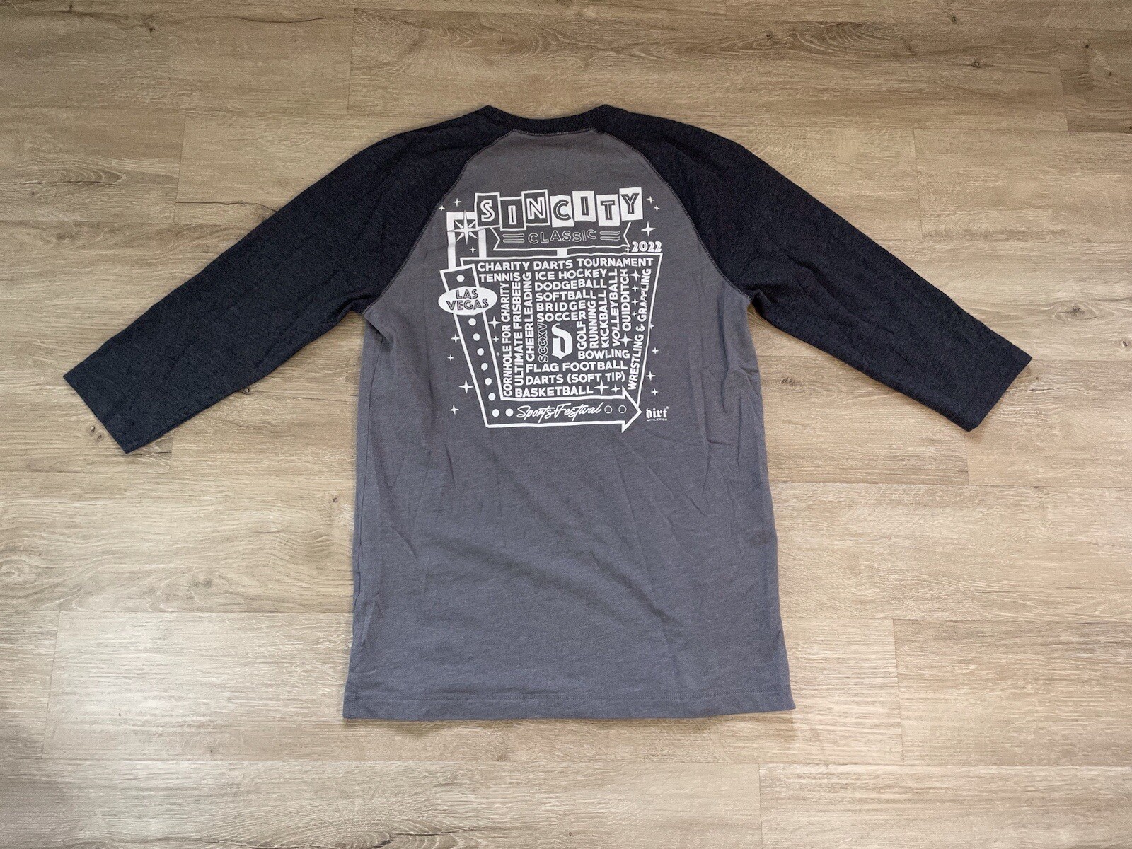 Men’s Sin City LGBT Sports Festival Sz M Gray Black Raglan T-shirt Crew Neck gallery