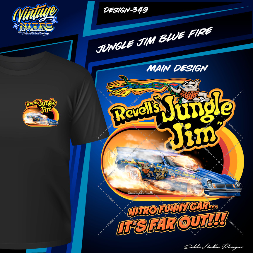 Jungle Jim Blue Vega on fire Vintage style T-Shirt (349) T-Shirt gallery
