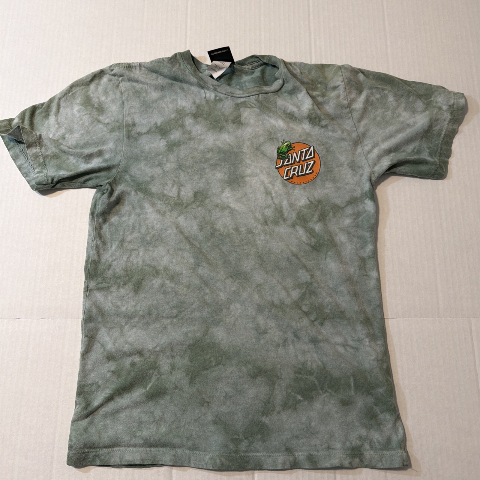 Santa Cruz Skateboards Green Tie Dye Graphic T Shirt Classic Dot Logo Men's gallery