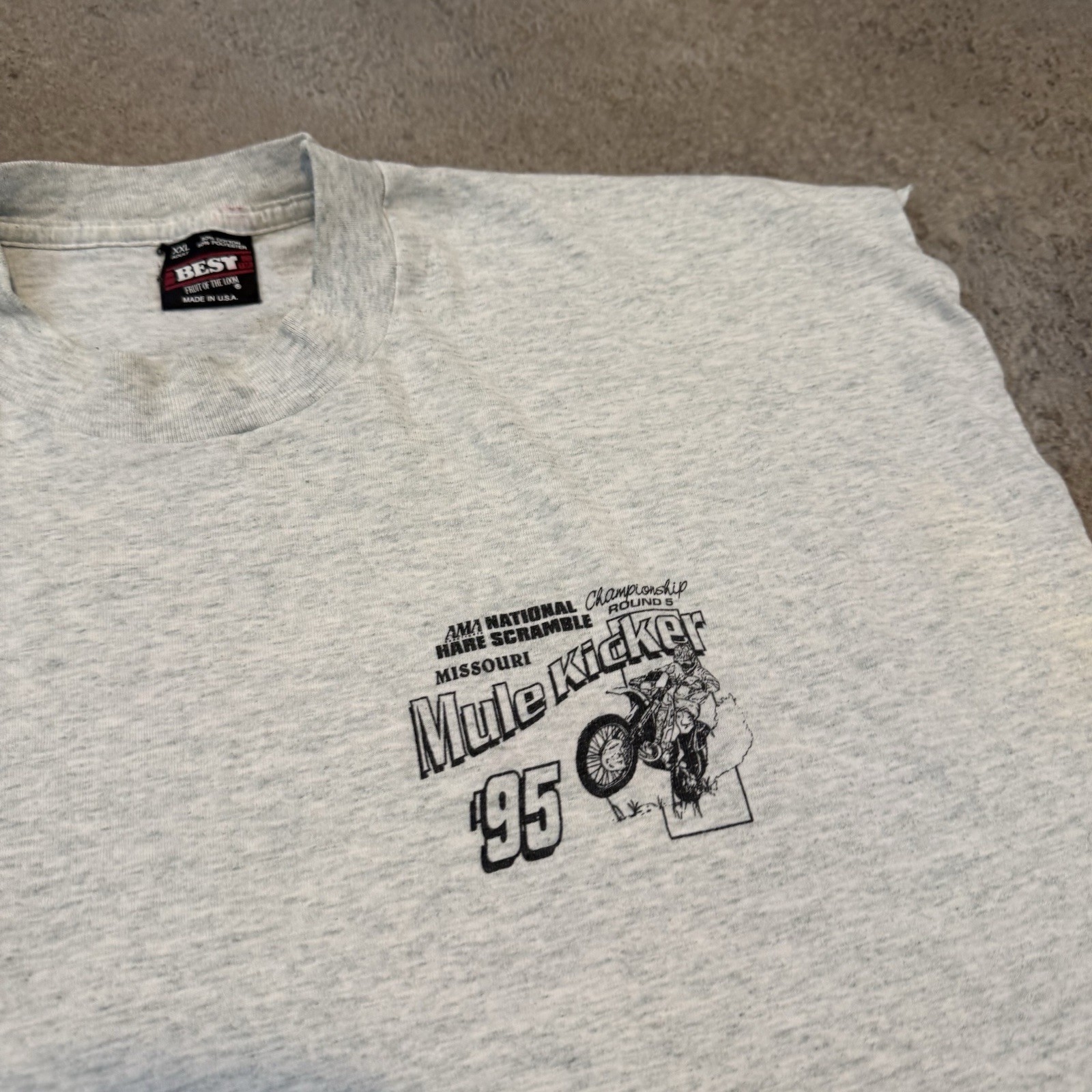 Vintage 90s AMA Missour Mule Kicker Cut Off Tee Shirt 2XL Hare Scramble 1995 gallery