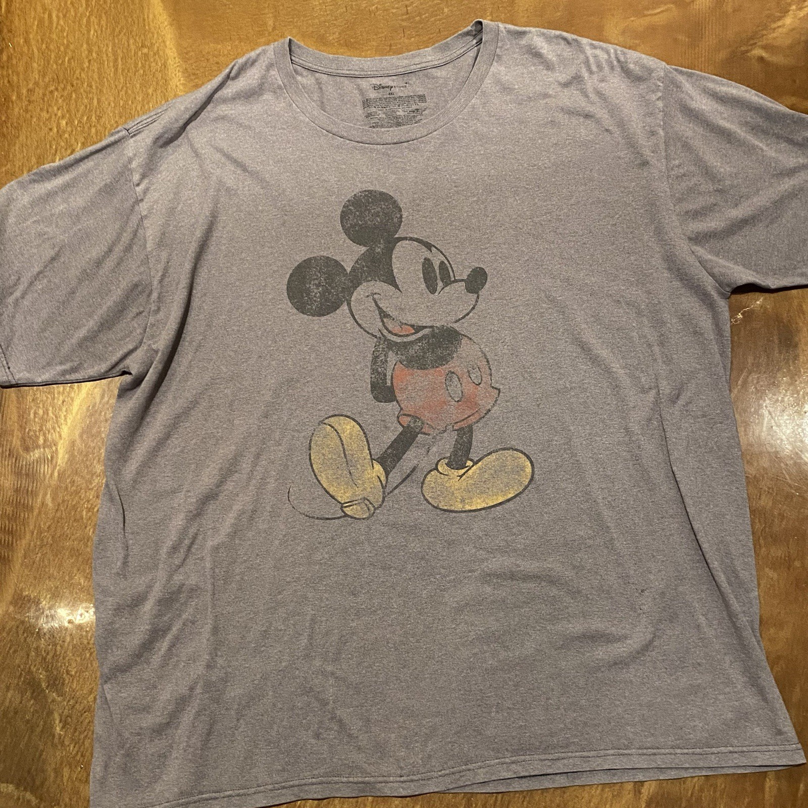 Disney Mickey Mouse Retro Vintage Style Graphic Acid Wash Gray T-Shirt Mens 4X