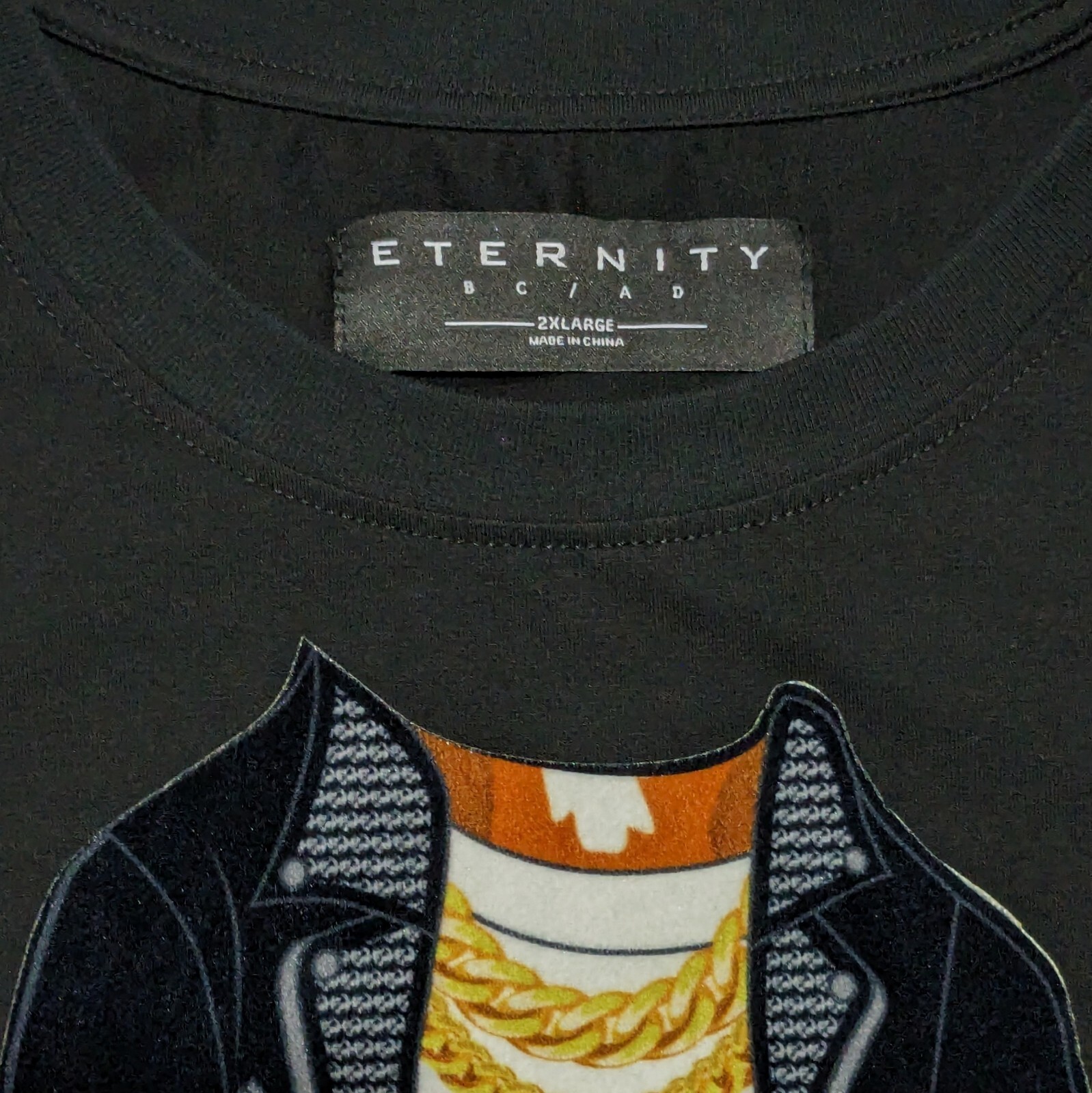 Eternity BC/AD Hip Hop Tiger Cat Black Graphic T Shirt Men's Size 2XL gallery