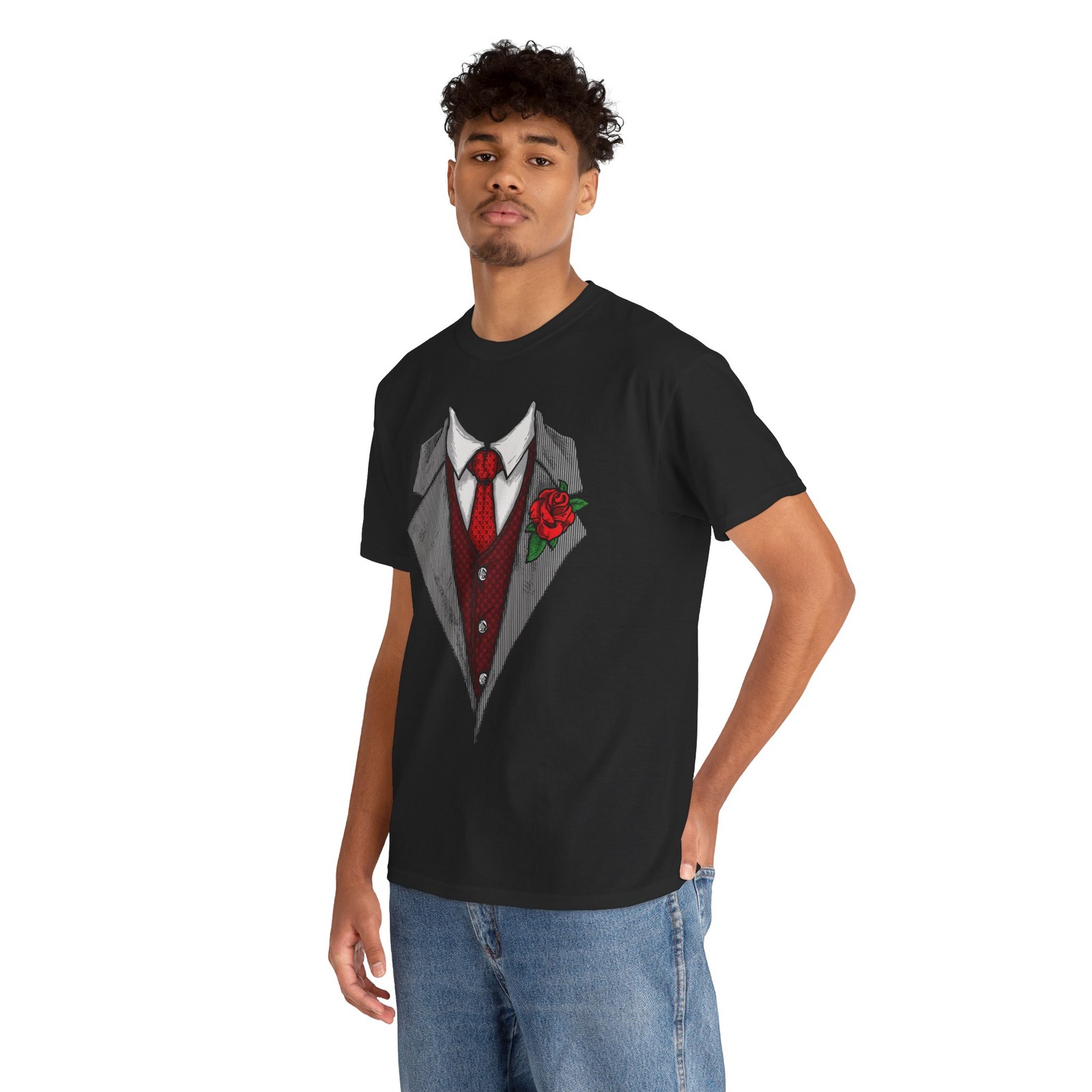 Gentleman Tuxedo Funny T-Shirt Rose Flower Novelty Formal Graphic Tee Gift gallery