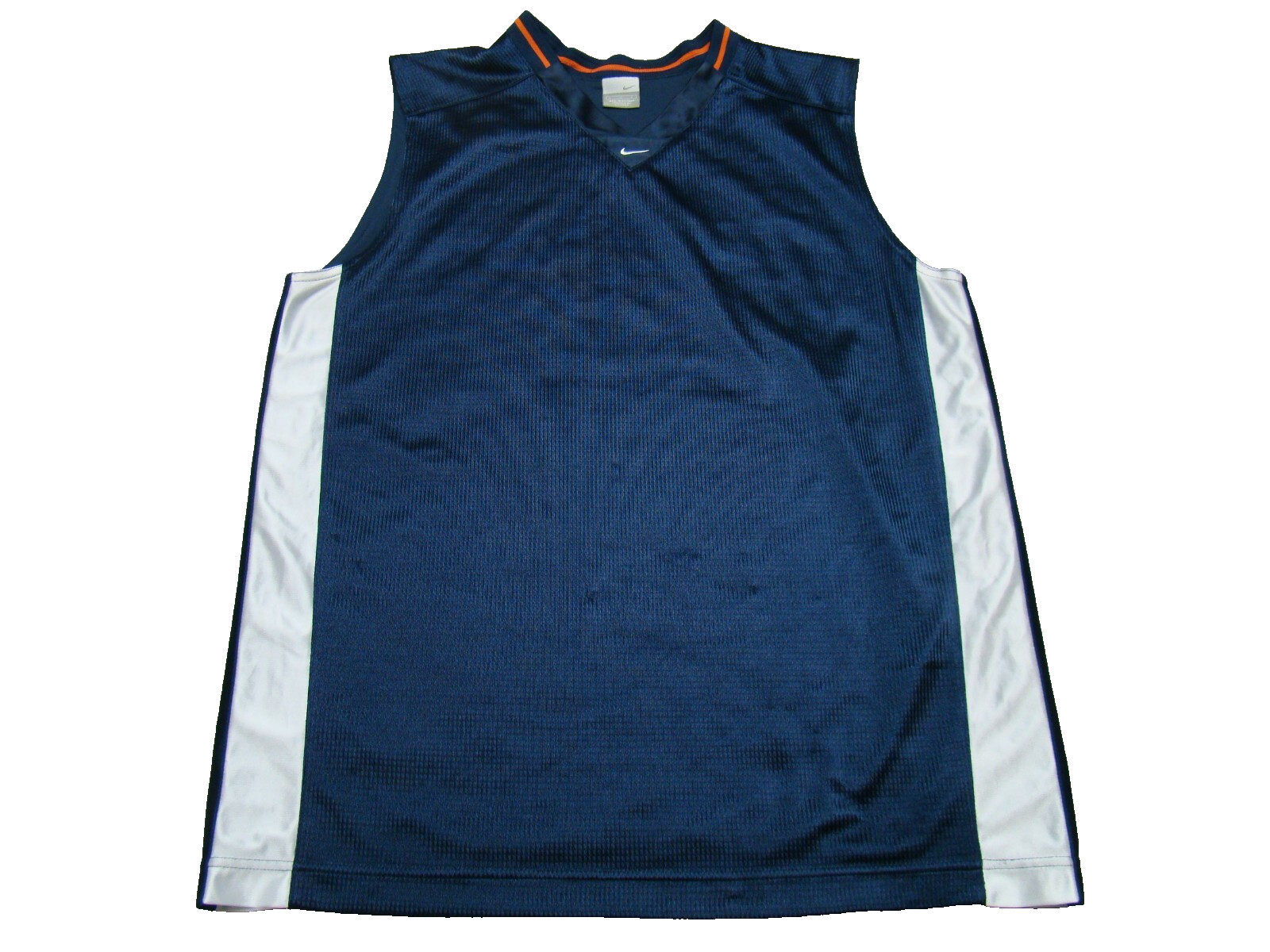 Vintage Nike Mens Size L Satin Swoosh Basketball Blue Orange Tank Top Jersey gallery