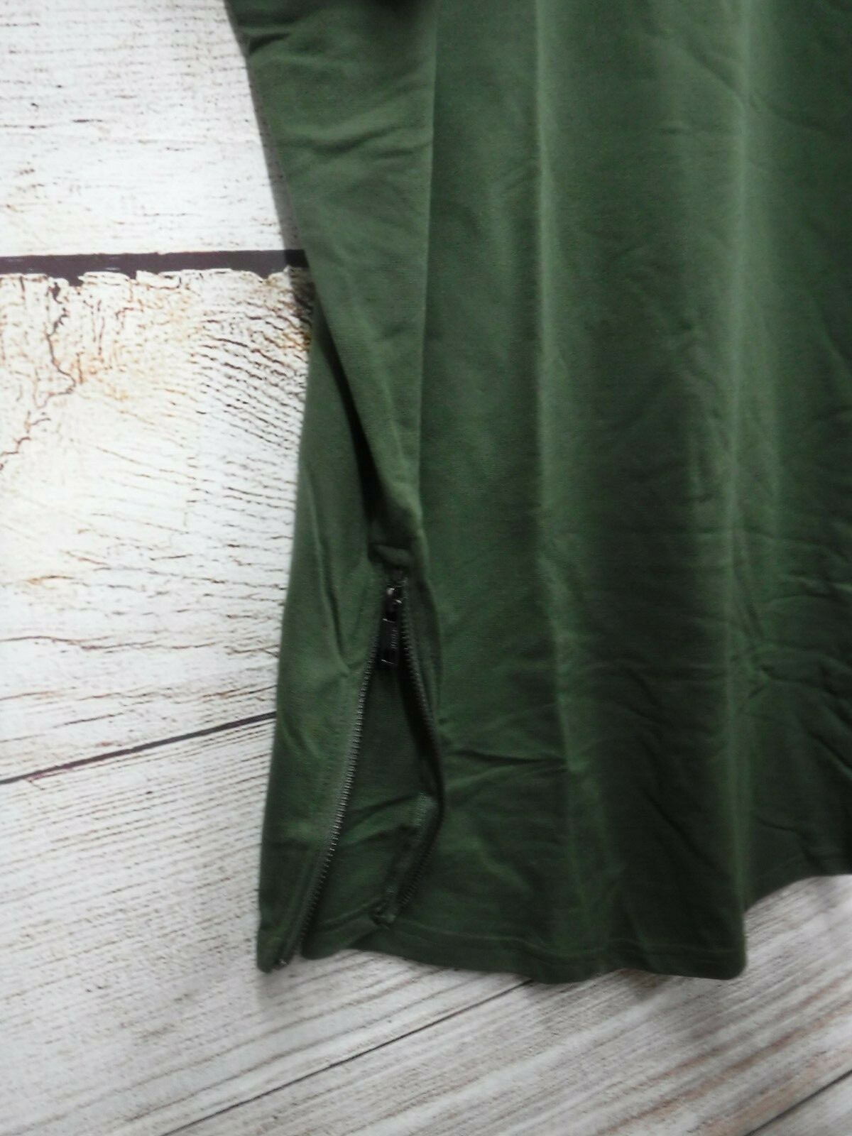 Krisp Shirt Big Mens Big 4XL Olive Green Zipper Sides Crewneck Slim Fit Long New gallery