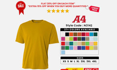 A4 N3142 Men’s Polyester Cooling T Shirt Performance Crew Neck Jogging T-Shirt